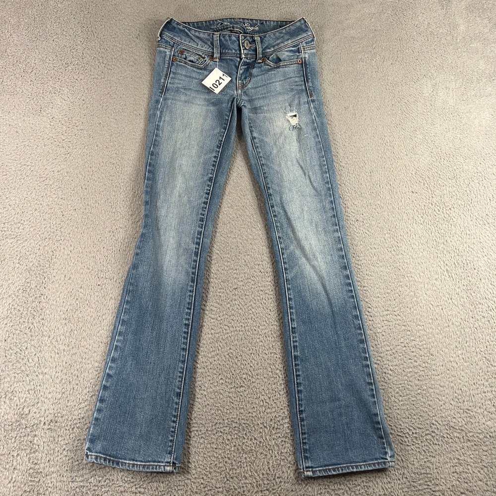 American Eagle Jeans Womens 00 Slim Boot Y2K Light Wash Denim Blue